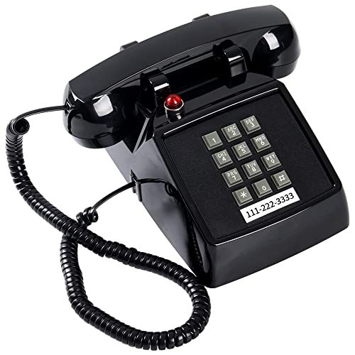 Festnetztelefon im Retro-Stil, altmodisches schnurgebundenes Telefon, klassisches 2500 analoges Schreibtischtelefon, beliebt aus den 1980er Jahren (schwarz) von HTMengt