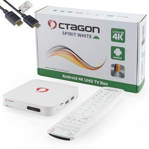 Octagon Spirit White 4K UHD Android TV 11 IP Media Streaming Box, HDR 10+, 5G WLAN, BT Fernbedienung, ARM Mali G31 450, Amlogic S905Y4, 32GB Flash, 2GB RAM, HTS e-com HDMI-Kabel Octagon Spirit White 4K UHD Android TV 11 IP Media Streaming Box, HDR 10+, 5G WLAN, BT Fernbedienung, ARM Mali G31 450, Amlogic S905Y4, 32GB Flash, 2GB RAM, HTS e-com HDMI-Kabel von HTS e-com