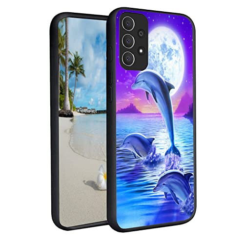 Samsung Galaxy A33 5G Hülle, Galaxy A33 5G Damen Herren Hülle, Ultradünne Weiche und Glatte Flüssigkeit Silikon Handyhülle, Geeignet für Samsung Galaxy A33 5G 2022, Delfine im Mondlicht von HTTYYTRYT