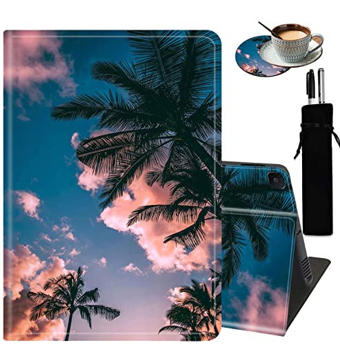 Schutzhülle für Samsung Galaxy Tab A8 26,7 cm (10,5 Zoll) 2022, mit Untersetzer, Verstellbarer Ständer, automatische Wake-& Sleep-Funktion, Smart-Cover für 10,5 Zoll Tablet SM-X200/X205/X207 – Palmen von HTTYYTRYT