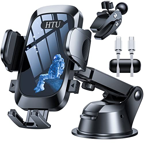 【Militär-Klasse】4 in 1 Handyhalterung Auto【Tärkst Saugnapf & Clip】Federungskapazität 36KG 360° Drehbar Universale KFZ Autohalterung für iPhone 16 Pro Max 15 14 13 Samsung Galaxy S24 Usw, Schwarz Blau von HTU