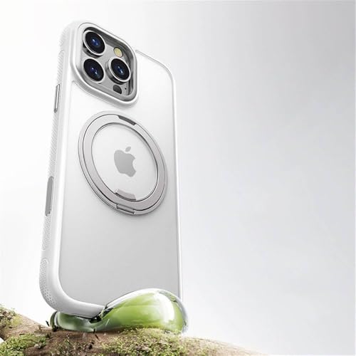 HTXONB 360 Grad drehbare magnetische Halterung Schutzhülle für iPhone 16 15 14 13 Pro Max 16 Plus kabellose Ladeschutzhülle, Weiß, für iPhone 13 Pro von HTXONB