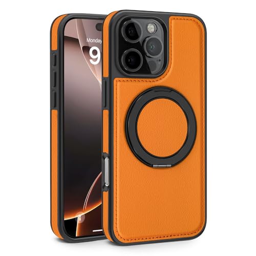 HTXONB 360 Leder Magnetische Drehhalterung Handyhülle für iPhone 16 15 14 13 12 11 Pro Max 16 15 14 Plus Kabelloses Laden Anti-Fall-Schutzhülle, Orange, für iPhone 11 Pro Max HTXONB 360 Leder Magnetische Drehhalterung Handyhülle für iPhone 16 15 14 13 12 11 Pro Max 16 15 14 Plus Kabelloses Laden Anti-Fall-Schutzhülle, Orange, für iPhone 11 Pro Max von HTXONB