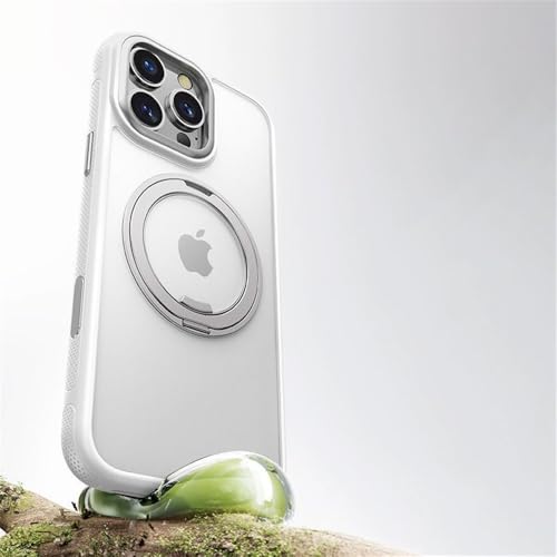 HTXONB 360° magnetisch drehbare Halterung Schutzhülle für iPhone 16 15 14 13 Pro Max 16 Plus kabellose Ladeschutzhülle, Cedar White, für iPhone 14 Pro von HTXONB