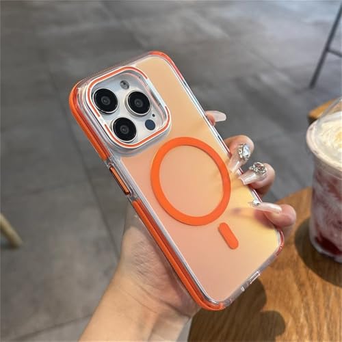 HTXONB Farbverlauf Zweifarbige, mattierte magnetische Handyhülle für iPhone 16 15 14 13 12 Pro Max 14 15 16 Plus Schutzhülle mit kabelloser Ladelinsenhalterung, orange, für iPhone 14 HTXONB Farbverlauf Zweifarbige, mattierte magnetische Handyhülle für iPhone 16 15 14 13 12 Pro Max 14 15 16 Plus Schutzhülle mit kabelloser Ladelinsenhalterung, orange, für iPhone 14 von HTXONB