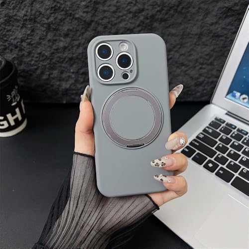 HTXONB Flüssigsilikon 360° Magnetische Drehhalterung Handyhülle für iPhone 16 15 14 13 Pro Max 16 Plus Kabelloses Laden Anti-Fall-Schutzhülle, Graphitschwarz, für iPhone 13 Pro Max von HTXONB