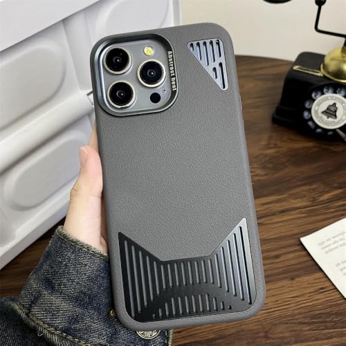HTXONB Leder-Aluminiumlegierung Magnetische Wärmeableitungsfenster-Handyhülle für iPhone 16 15 14 13 12 11 Pro Max 16 15 14 Plus Kabellose Lade-Anti-Fall-Schutzhülle, Elefantengrau, für iPhone 15 Pr HTXONB Leder-Aluminiumlegierung Magnetische Wärmeableitungsfenster-Handyhülle für iPhone 16 15 14 13 12 11 Pro Max 16 15 14 Plus Kabellose Lade-Anti-Fall-Schutzhülle, Elefantengrau, für iPhone 15 Pr von HTXONB