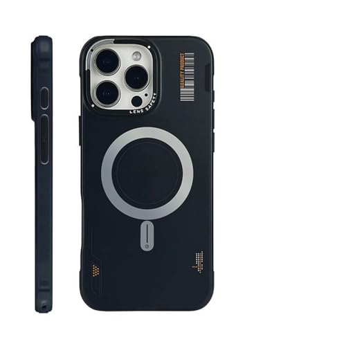 HTXONB Magnetische, mattierte Airbag-Handyhülle für iPhone 16 15 14 13 Pro Max, kabellose Ladeschutzhülle, Anti-Fall-Schutzhülle, Schwarz, für iPhone 14 Pro Max von HTXONB