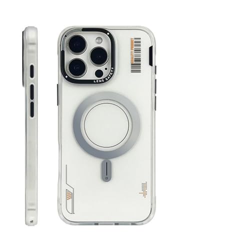 HTXONB Magnetische, mattierte Airbag-Handyhülle für iPhone 16 15 14 13 Pro Max, kabelloses Laden, Anti-Fall-Schutzhülle, Weiß, für iPhone 16 von HTXONB