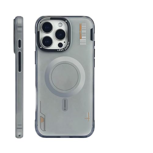 HTXONB Magnetische, mattierte Airbag-Handyhülle für iPhone 16 15 14 13 Pro Max, kabelloses Laden, Anti-Fall-Schutzhülle, grau, für iPhone 15 Pro Max von HTXONB