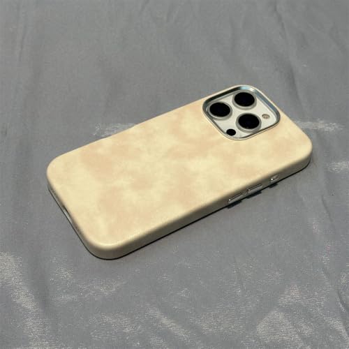 HTXONB Magnetische Handyhülle aus mattiertem Leder für iPhone 16 15 14 13 12 Pro Max 14 15 16 Plus, kabellose Ladeschutzhülle, Anti-Drop-Schutzhülle, Elfenbein, für iPhone 13 von HTXONB
