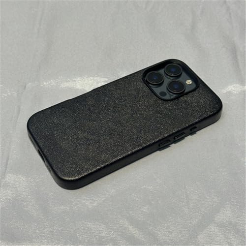 HTXONB Magnetische Handyhülle aus mattiertem Leder für iPhone 16 15 14 13 12 Pro Max 14 15 16 Plus, kabellose Ladeschutzhülle, Anti-Drop-Schutzhülle, Retro-Schwarz, für iPhone 14Pro Max von HTXONB