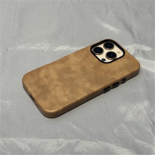 HTXONB Magnetische Handyhülle aus mattiertem Leder für iPhone 16 15 14 13 12 Pro Max 14 15 16 Plus, kabellose Ladeschutzhülle, Anti-Drop-Schutzhülle, Wüstengold, für iPhone 12Pro Max von HTXONB