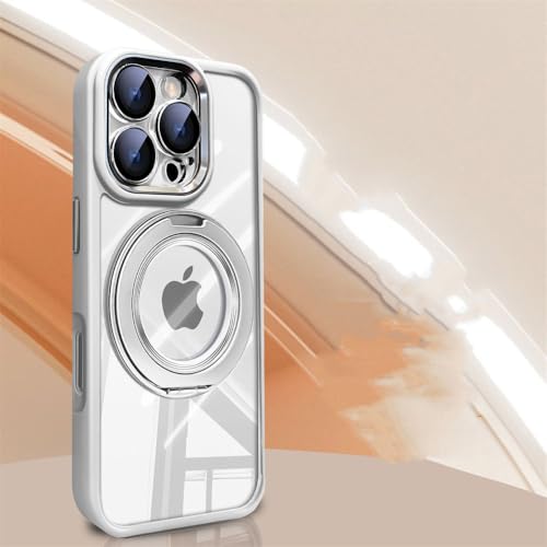 HTXONB Magnetische drehbare Halterung Handyhülle für iPhone 16 15 14 13 Pro Max 14 15 16 Plus Kabelloses Laden Anti-Fall-Schutzhülle, Weiß, für iPhone 14 Pro Max von HTXONB
