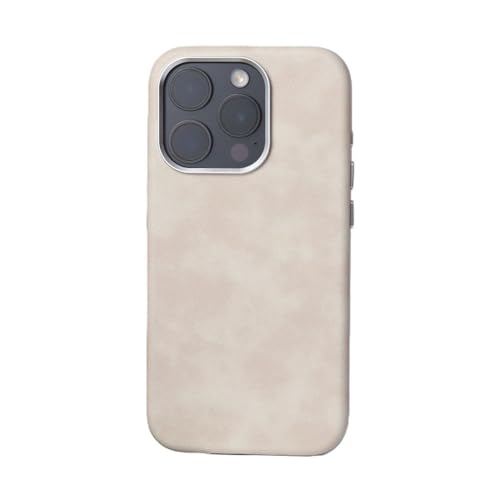 HTXONB Retro-Leder-Magnetschutzhülle für iPhone 16 15 14 13 12 Pro Max 16 15 14 Plus Kabellose Ladeschutzhülle gegen Fallen, Cremeweiß, für iPhone 16 Pro Max von HTXONB