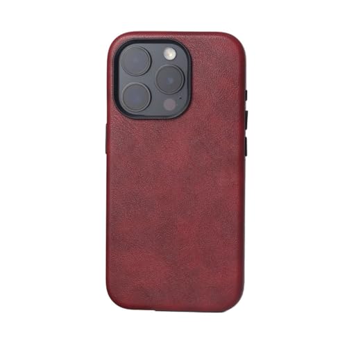 HTXONB Retro-Leder-Magnetschutzhülle für iPhone 16 15 14 13 12 Pro Max 16 15 14 Plus Kabellose Ladeschutzhülle gegen Fallen, Darling Red, für iPhone 14 Plus von HTXONB
