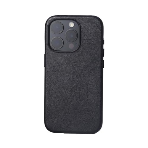 HTXONB Retro-Leder-Magnetschutzhülle für iPhone 16 15 14 13 12 Pro Max 16 15 14 Plus Kabellose Ladeschutzhülle gegen Fallen, Retro-Schwarz, für iPhone 15 Plus von HTXONB