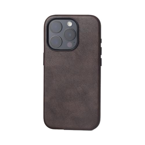 HTXONB Retro-Leder-Magnetschutzhülle für iPhone 16 15 14 13 12 Pro Max 16 15 14 Plus Kabellose Ladeschutzhülle gegen Fallen, braun, für iPhone 16 Plus von HTXONB