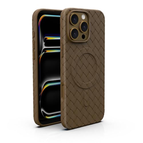 HTXONB TPU-Handyhülle mit magnetischem Webmuster für iPhone 16 15 14 13 12 Pro Max, kabelloses Laden, Anti-Fall-Schutzhülle, Bronzebraun, für iPhone 13 von HTXONB