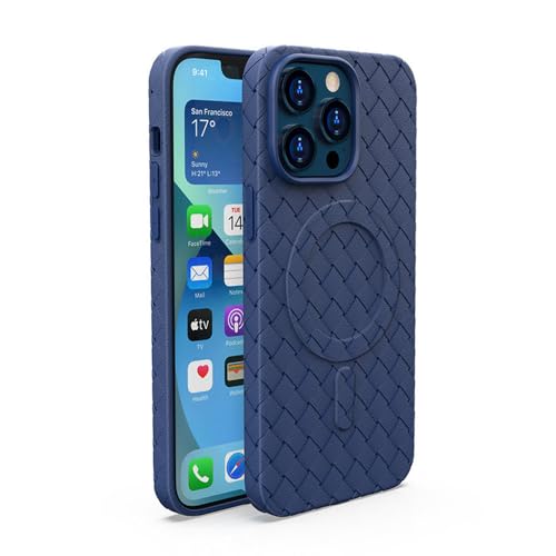 HTXONB TPU-Handyhülle mit magnetischem Webmuster für iPhone 16 15 14 13 12 Pro Max, kabelloses Laden, Anti-Fall-Schutzhülle, Dunkelblau, für iPhone 15 Pro von HTXONB