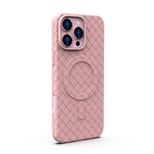 HTXONB TPU-Handyhülle mit magnetischem Webmuster für iPhone 16 15 14 13 12 Pro Max, kabelloses Laden, Anti-Fall-Schutzhülle, Pink, für iPhone 13 Pro Max von HTXONB