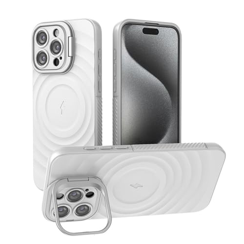 HTXONB TPU-Objektiv All-Inclusive-Handyhülle mit unsichtbarer Halterung für iPhone 16 15 14 13 Pro Max 16 Plus Kabelloses Laden Anti-Fall-Schutzhülle, Weiß, für iPhone 16 von HTXONB