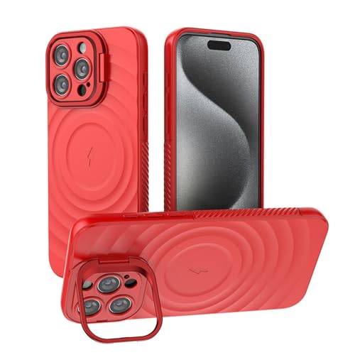 HTXONB TPU-Objektiv All-Inclusive-Handyhülle mit unsichtbarer Halterung für iPhone 16 15 14 13 Pro Max 16 Plus Kabelloses Laden Anti-Fall-Schutzhülle, rot, für iPhone 14 Pro Max von HTXONB