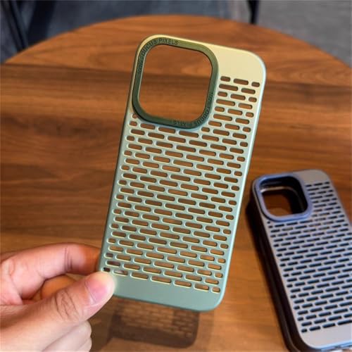 HTXONB Ultradünne, mattierte, atmungsaktive Hartschalen-Handyhülle mit Wärmeableitung, geeignet für iPhone 16 15 14 13 12 11 Pro Max 16 Plus, Anti-Drop-Schutzhülle, Fresh Green, für iPhone 13Pro von HTXONB