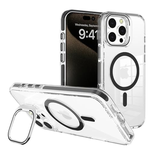HTXONB Unsichtbare Halterung Transparente magnetische Handyhülle für iPhone 16 15 14 13 12 11 Pro Max 14 15 16 Plus Kabelloses Laden Anti-Drop-Schutzhülle, Schwarz, für iPhone 11 von HTXONB
