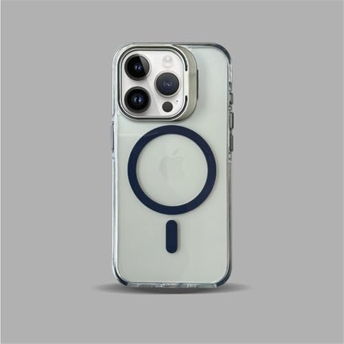 HTXONB Zweifarbige magnetische Anti-Drop-Handyhülle für iPhone 16 15 14 13 12 Pro Max 14 15 16 Plus Schutzhülle mit kabelloser Ladelinsenhalterung, Blau, Für iPhone 13 Pro Max von HTXONB