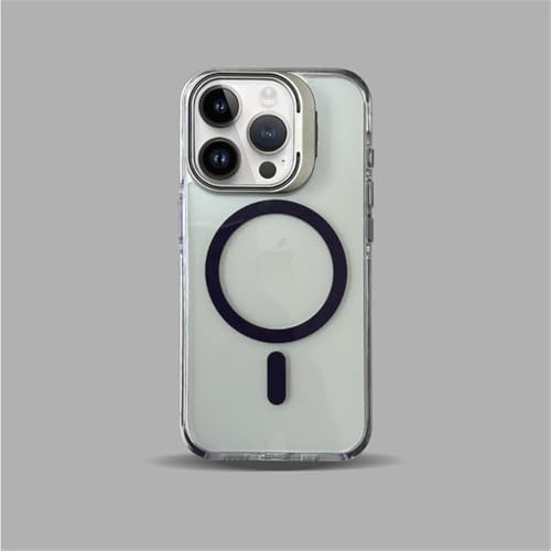 HTXONB Zweifarbige magnetische Anti-Drop-Handyhülle für iPhone 16 15 14 13 12 Pro Max 14 15 16 Plus Schutzhülle mit kabelloser Ladelinsenhalterung, Lila, Für iPhone 13 Pro Max von HTXONB