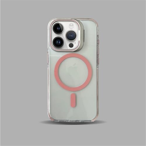 HTXONB Zweifarbige magnetische Anti-Drop-Handyhülle für iPhone 16 15 14 13 12 Pro Max 14 15 16 Plus Schutzhülle mit kabelloser Ladelinsenhalterung, Pink, Für iPhone 15 von HTXONB