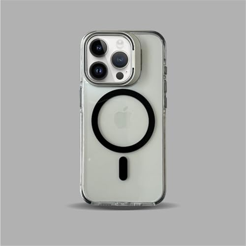 HTXONB Zweifarbige magnetische Anti-Drop-Handyhülle für iPhone 16 15 14 13 12 Pro Max 14 15 16 Plus Schutzhülle mit kabelloser Ladelinsenhalterung, Schwarz, für iPhone 12 von HTXONB
