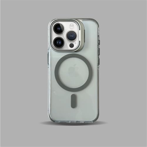 HTXONB Zweifarbige magnetische Anti-Drop-Handyhülle für iPhone 16 15 14 13 12 Pro Max 14 15 16 Plus Schutzhülle mit kabelloser Ladelinsenhalterung, grau, für iPhone 15 Plus von HTXONB