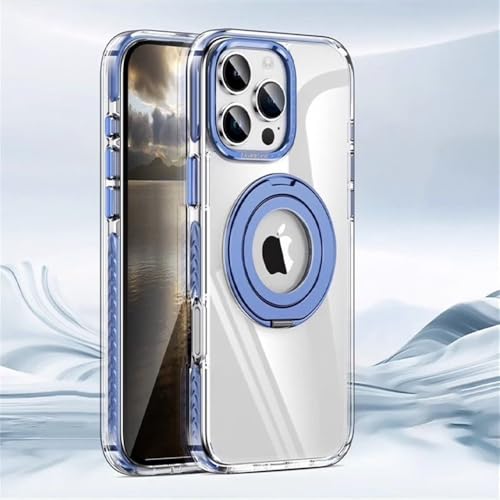 HTXONB Zweifarbige transparente Handyhülle mit magnetischer Drehhalterung für iPhone 16 15 14 13 Pro Max 16 15 14 Plus kabellose Ladeschutzhülle gegen Abstürzen, Far Peak Blue, für iPhone 16 Pro Max HTXONB Zweifarbige transparente Handyhülle mit magnetischer Drehhalterung für iPhone 16 15 14 13 Pro Max 16 15 14 Plus kabellose Ladeschutzhülle gegen Abstürzen, Far Peak Blue, für iPhone 16 Pro Max von HTXONB
