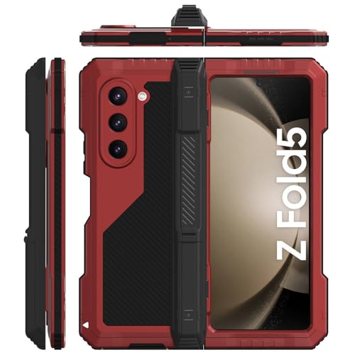 Vollständig abgedeckte, Faltbare Handyhülle mit großem Fenster, geeignet für Samsung Galaxy Z Fold4, unsichtbare Halterung, Anti-Fall-Schutzhülle, rot, für Samsung Galaxy Z Fold6 Vollständig abgedeckte, Faltbare Handyhülle mit großem Fenster, geeignet für Samsung Galaxy Z Fold4, unsichtbare Halterung, Anti-Fall-Schutzhülle, rot, für Samsung Galaxy Z Fold6 von HTXONB