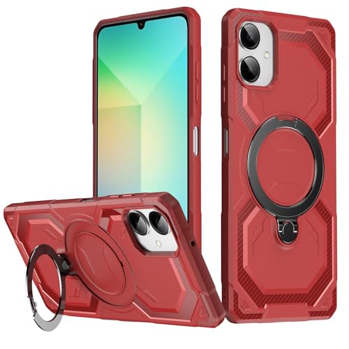 HTXWXJC Handyhülle für Galaxy A06 Hülle, Samsung A06 SM-A066B Hülle, Ringhalter integrierte magnetische Autohalterung, stoßfeste Schutzhülle aus TPU für Samsung Galaxy A06, Rot HTXWXJC Handyhülle für Galaxy A06 Hülle, Samsung A06 SM-A066B Hülle, Ringhalter integrierte magnetische Autohalterung, stoßfeste Schutzhülle aus TPU für Samsung Galaxy A06, Rot von HTXWXJC