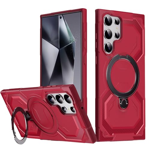 HTXWXJC Handyhülle für Galaxy S22 Ultra, Samsung S22 Ultra SM-S908B Ringhalter, integrierte magnetische Autohalterung, stoßfeste TPU-Schutzhülle für Samsung Galaxy S22 Ultra, Rot HTXWXJC Handyhülle für Galaxy S22 Ultra, Samsung S22 Ultra SM-S908B Ringhalter, integrierte magnetische Autohalterung, stoßfeste TPU-Schutzhülle für Samsung Galaxy S22 Ultra, Rot von HTXWXJC