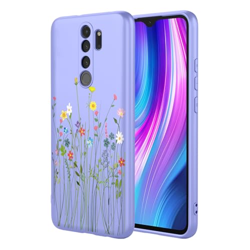 HTXWXJC Handyhülle für Redmi Note 8 Pro, 2015105 M1906G7I M1906G7G, stoßfest, flexibel, TPU, weiche Hülle, Blumenmuster, Handyhülle für Xiaomi Redmi Note 8 Pro, lila Blume von HTXWXJC
