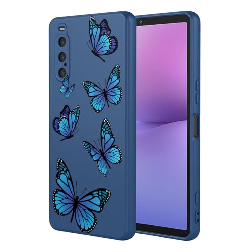HTXWXJC Handyhülle für Sony Xperia 10 V, Sony 10 V XQ-DC72, XQ-DC54 Hülle, stoßfest, flexibel, TPU, weiche Hülle, Schmetterlingsmuster, Handyhülle für Sony Xperia 10 V, blauer Schmetterling von HTXWXJC