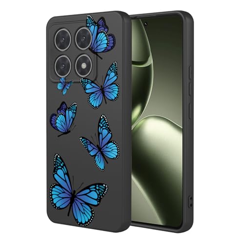 HTXWXJC Handyhülle für Xiaomi 14T, stoßfest, flexibel, TPU, weiche Hülle, Schmetterlingsmuster, Handyhülle für Xiaomi 14T, schwarzer Schmetterling von HTXWXJC