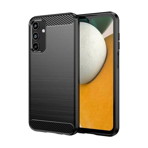 HTXWXJC Schutzhülle für Galaxy A15, Samsung A15 SM-A156 SM-A155, schmal, dünn, Kohlefaser, TPU, Gummi, kratzfest, stoßfest, für Samsung Galaxy A15, Schwarz von HTXWXJC