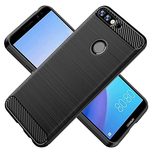 HTXWXJC Schutzhülle für Huawei Y7 Prime 2018/Huawei Y7 2018, Honor 7C Hülle, LDN-L21 Slim Thin Carbon Fiber TPU Gummi Schutzhüllen Anti-Kratzer Stoßfest Cover für Huawei Y7 Prime (2018) Schwarz von HTXWXJC
