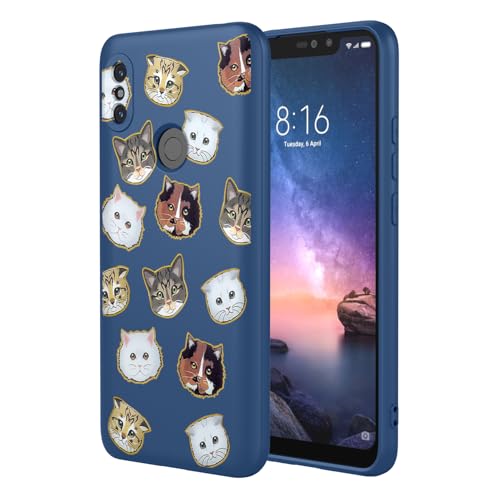 HTXWXJC Schutzhülle für Redmi Note 6, Redmi Note 6 Pro, stoßfest, flexibel, TPU, weiche Hülle, Katzenmuster, Handyhülle, blaue Katze von HTXWXJC