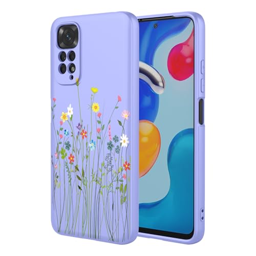 HTXWXJC Schutzhülle für Redmi Note11 2022, Redmi Note11S Hülle, Redmi Note 12S, stoßfest, flexibel, TPU, weich, Blumenmuster, Handyhülle für Xiaomi Note11 4G 2022, Lila Blume von HTXWXJC