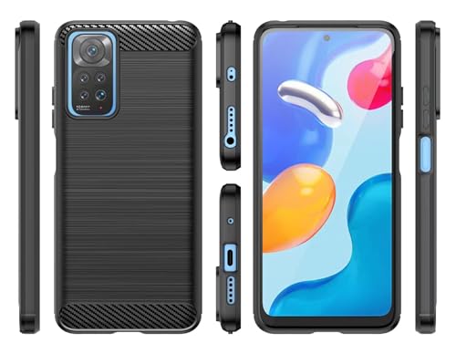 HTXWXJC Schutzhülle für Redmi Note11 4G 2022, Redmi Note11S Hülle, Redmi Note 12S, dünne Schutzhülle aus Kohlefaser, TPU, Gummi, kratzfest, stoßfest, für Xiaomi Redmi Note 11S 4G, Schwarz von HTXWXJC