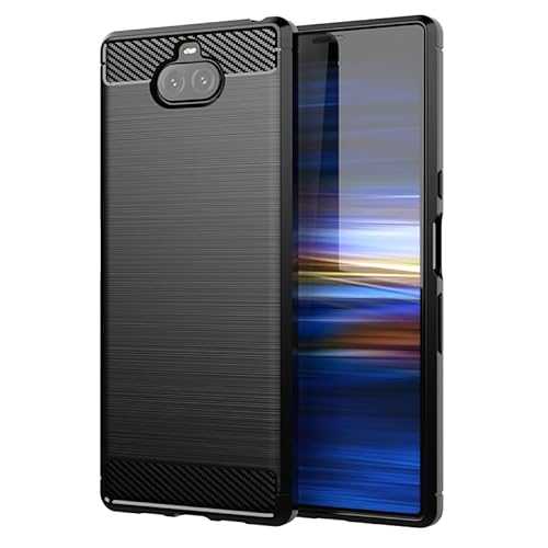 HTXWXJC Schutzhülle für Sony Xperia 10, Sony XA3 I3113, I4113, I4193, I3123, Slim Thin Carbon Fiber TPU Rubber Protective Cases Anti-Scratch Shockproof Cover for Sony Xperia 10 Black von HTXWXJC