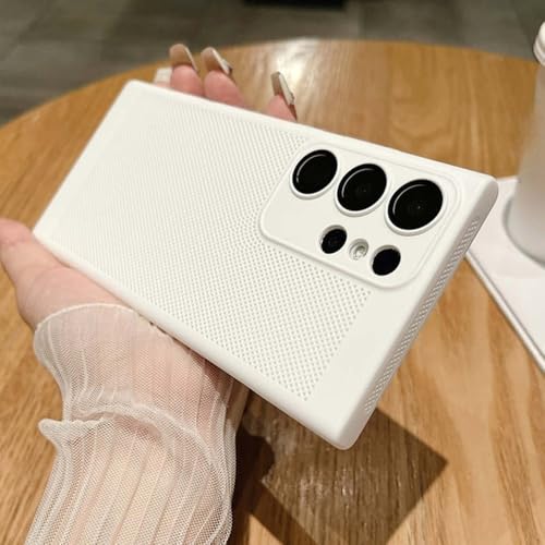 Atmungsaktive Hülle mit Netz-Wärmeableitung für Samsung Galaxy S23 S22 S21 Note 10 Plus 20 Ultra S20 FE A73 A53 A52 A54 Hart-PC-Abdeckung, Weiß, Für Samsung S24 von HTYTFC