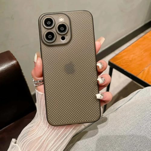 HTYTFC Atmungsaktive Kühlhülle mit Wärmeableitung für iPhone 15 14 13 12 11 16 Pro Max XR XS Max X 15 16 Plus Einfarbige Hohlhülle, grau, für iPhone 12ProMax von HTYTFC