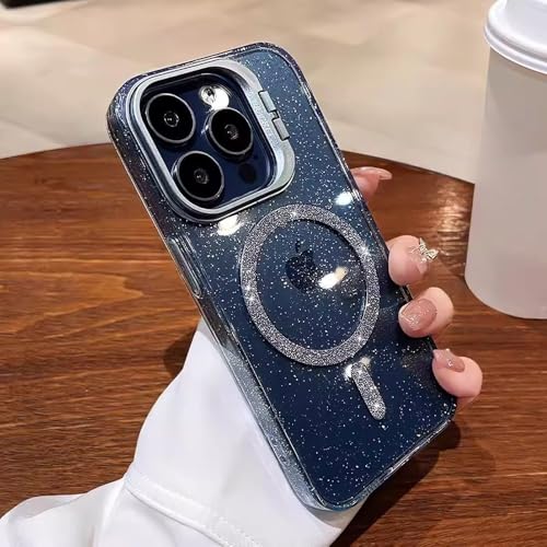 HTYTFC Bling Glitter Wireless Charge Case für iPhone 14 13 11 12 15 Pro Max Kamerahalter Klare Hartacryl-Magnetabdeckung, Blau, Für iPhone 14 Pro HTYTFC Bling Glitter Wireless Charge Case für iPhone 14 13 11 12 15 Pro Max Kamerahalter Klare Hartacryl-Magnetabdeckung, Blau, Für iPhone 14 Pro von HTYTFC